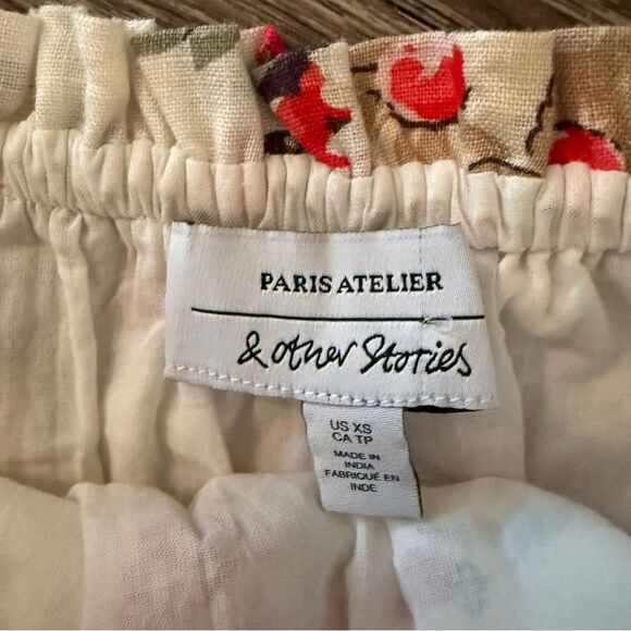 & Other Stories Elasticated Embroidered Bustier Top - Picture 2 of 7